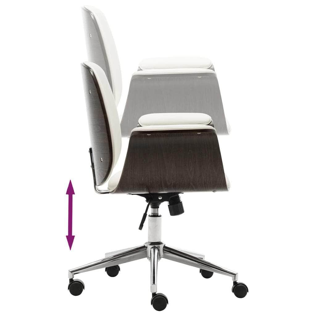 Office Chair White Bent Wood and Leather