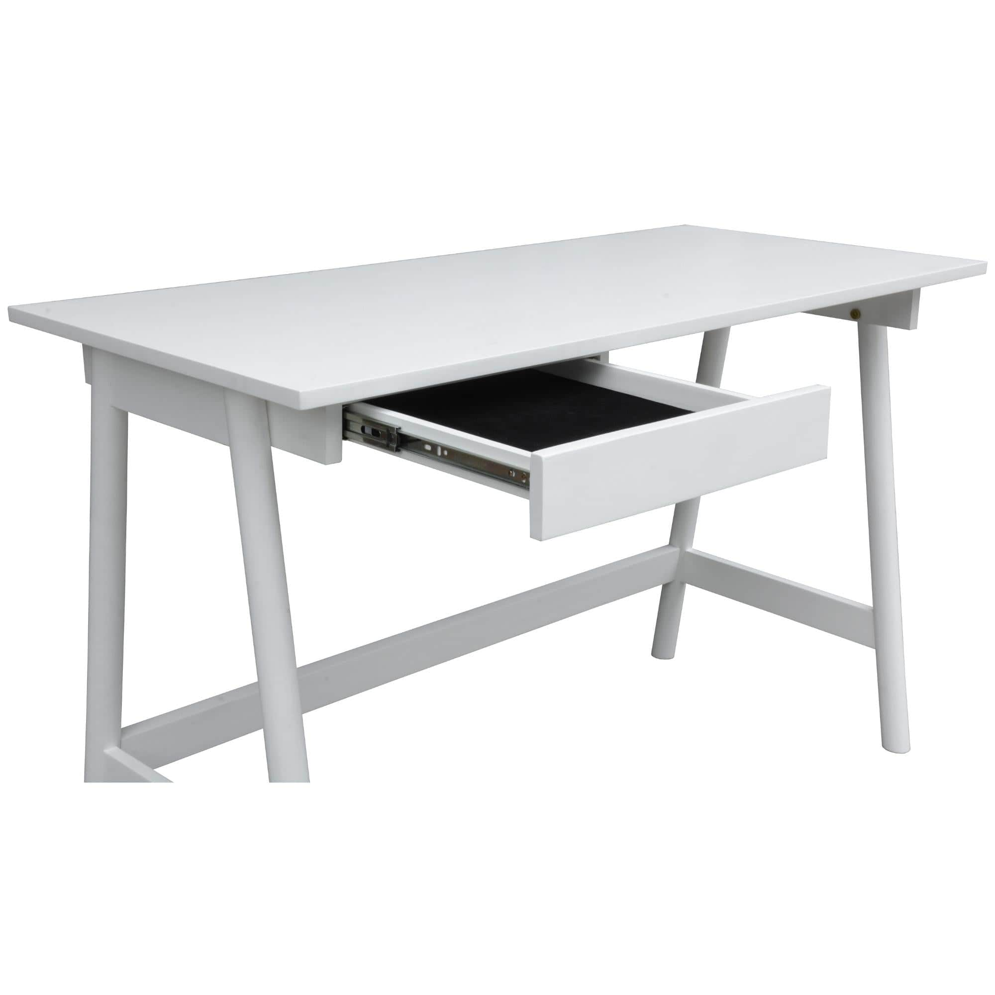 Office Desk Student Study Table Solid Wooden Timber Frame - White