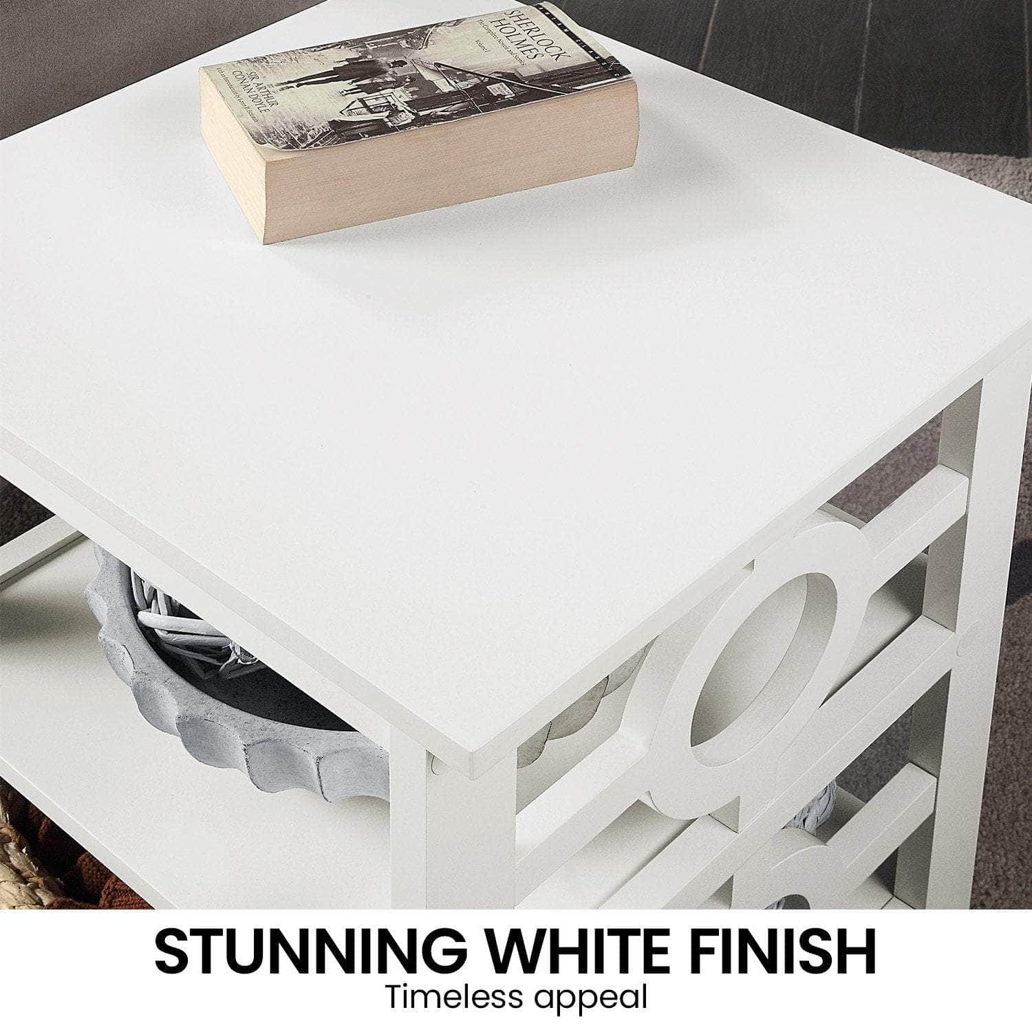 Oliver 2-Tier Bedside Table - White