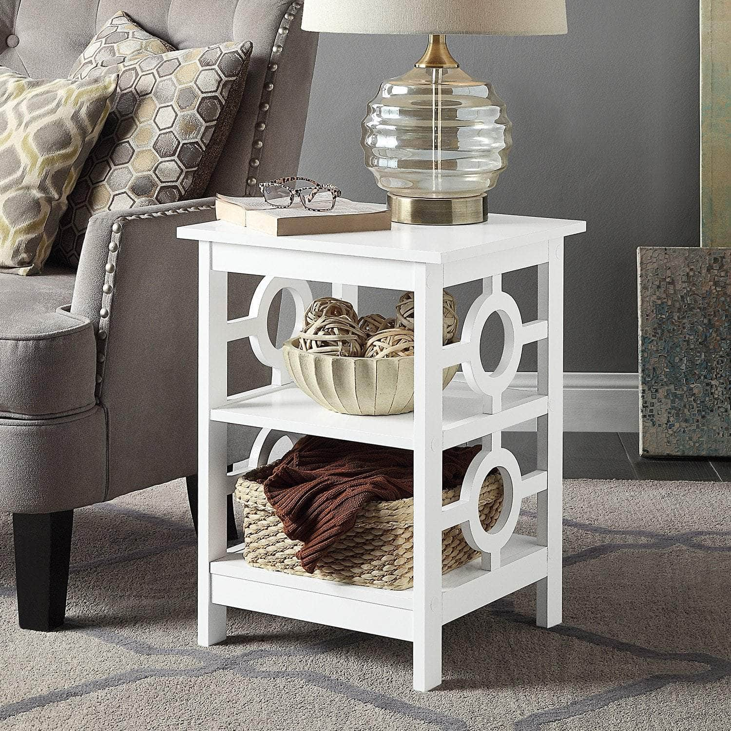 Oliver 2-Tier Bedside Table - White