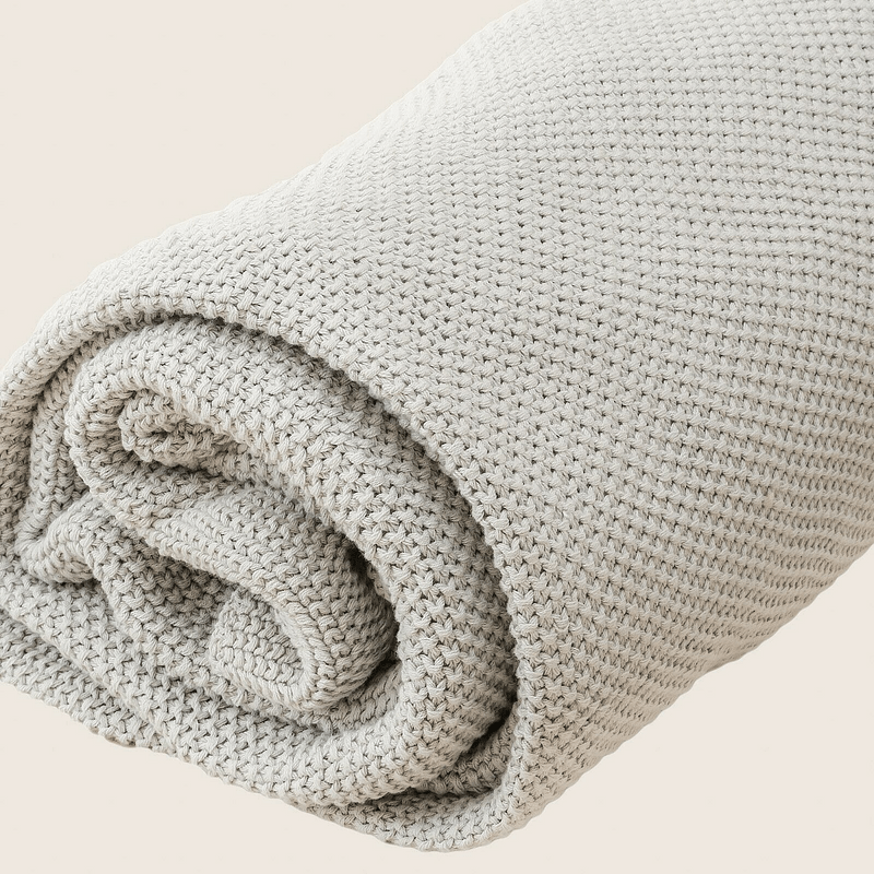 Organic Cotton Knitted Throw Blanket 180 X 230 Cm