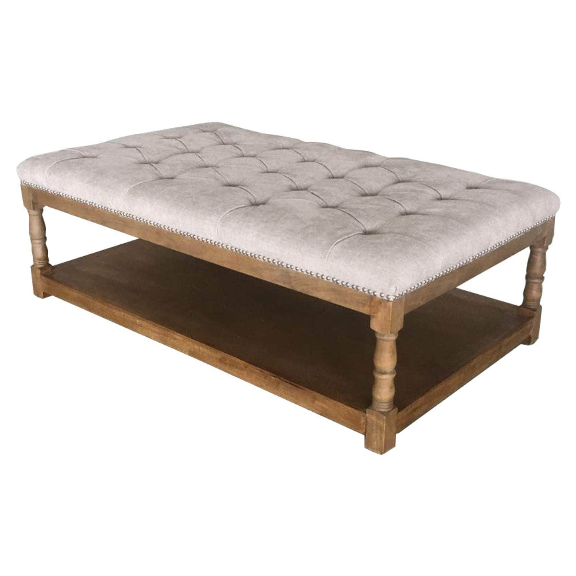 Ottoman Bed End Chair Seat Tufted Fabric Seat Storage Foot Stools -Beige