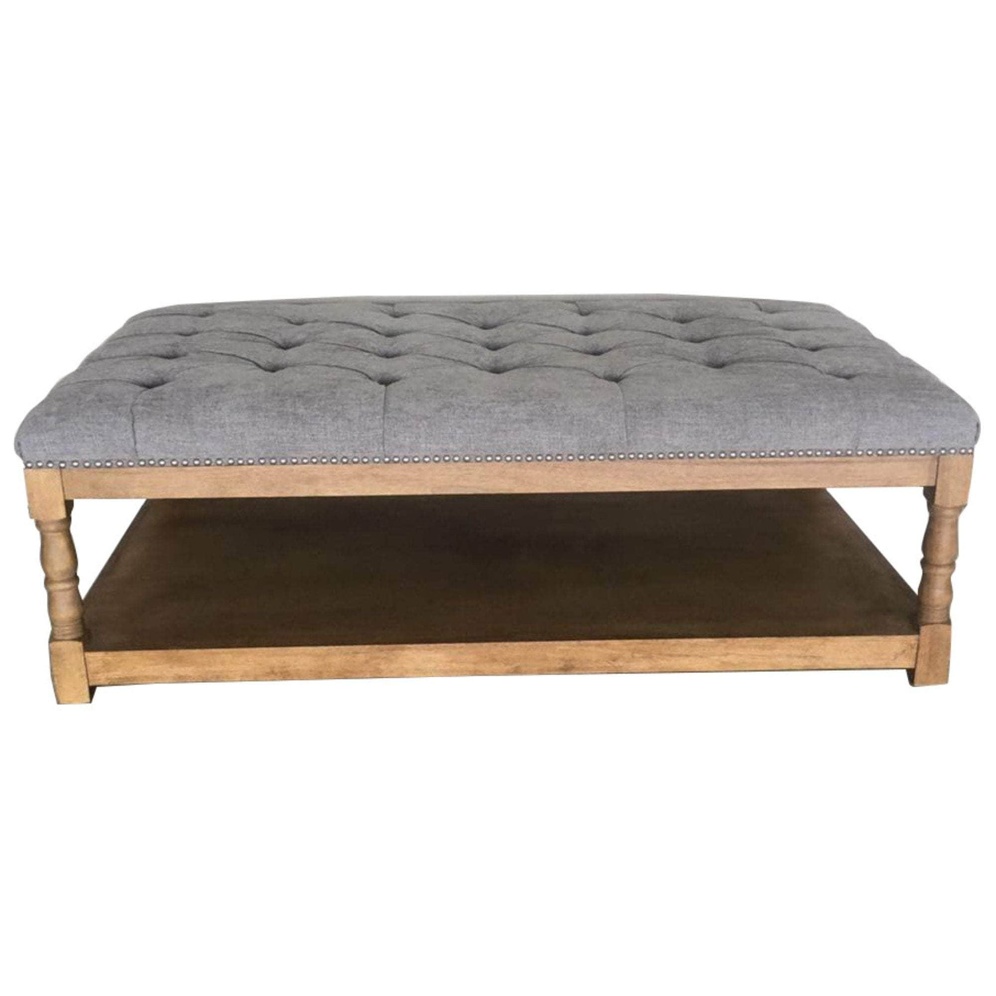 Ottoman Bed End Chair Seat Tufted Fabric Seat Storage Foot Stools -Steel