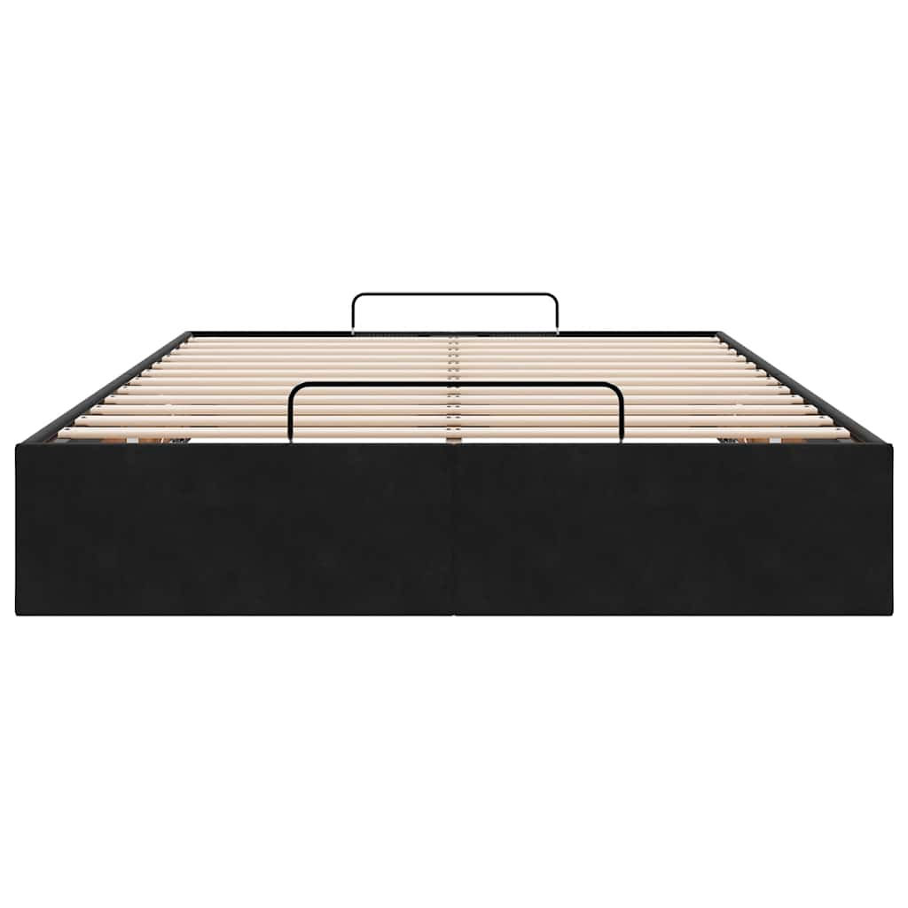 Ottoman Bed Frame No Mattress Black King Single Velvet