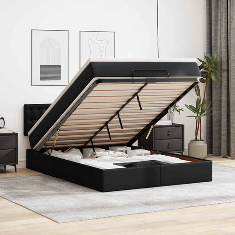 Ottoman Bed with Mattress Black - Double