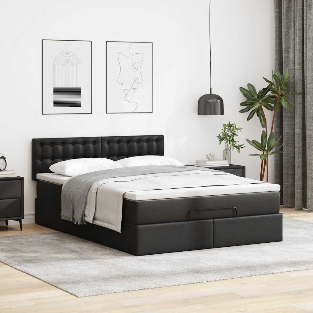 Ottoman Bed with Mattress Black - Double