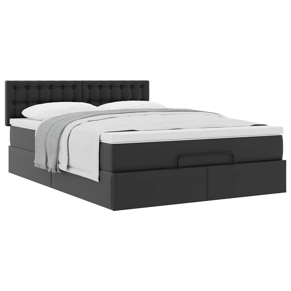 Ottoman Bed with Mattress Black - Double