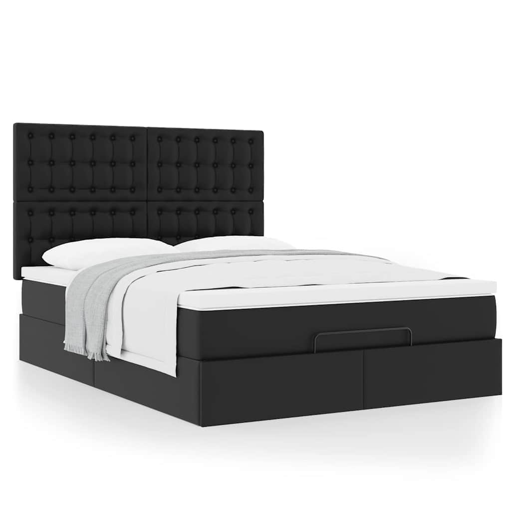 Ottoman Bed with Mattress Black Double