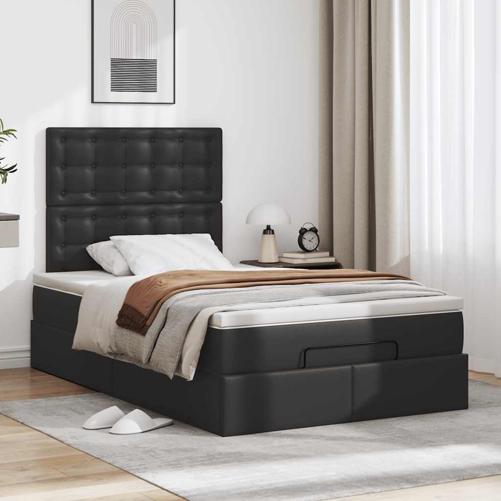 Ottoman Bed with Mattress Black - King Single