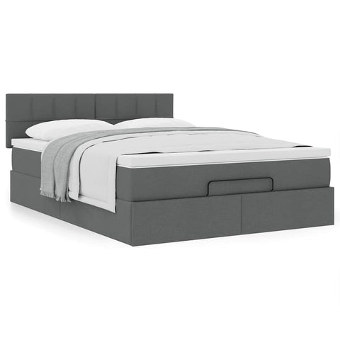 Ottoman Bed with Mattress Dark Grey Double