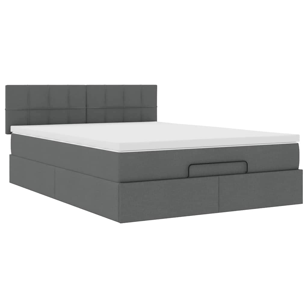 Ottoman Bed with Mattress Dark Grey Double