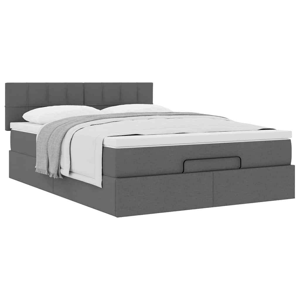 Ottoman Bed with Mattress Dark Grey Double