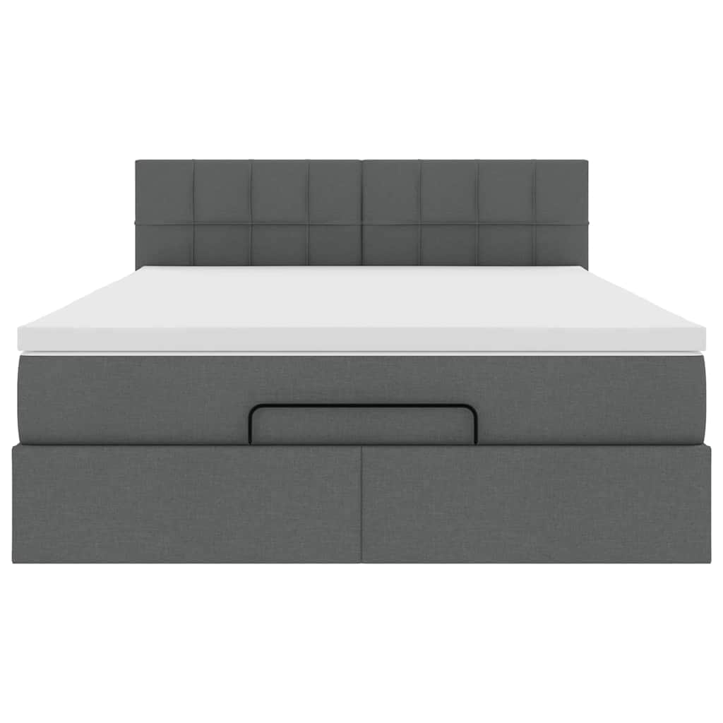 Ottoman Bed with Mattress Dark Grey Double