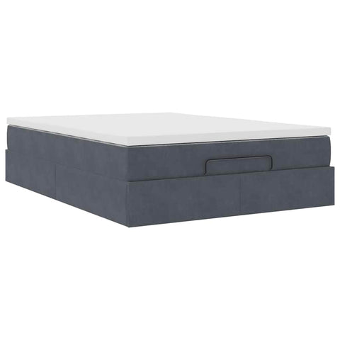 Ottoman Bed with Mattress Dark Grey Double Velvet