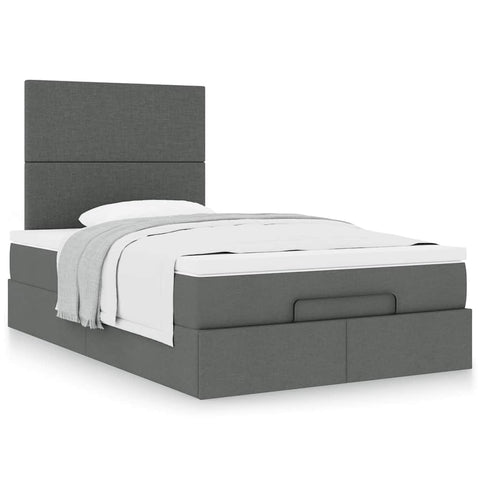 Ottoman Bed with Mattress Dark Grey King Single - Fabric