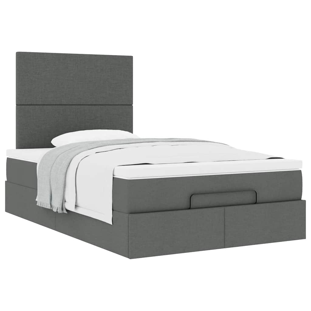 Ottoman Bed with Mattress Dark Grey King Single - Fabric