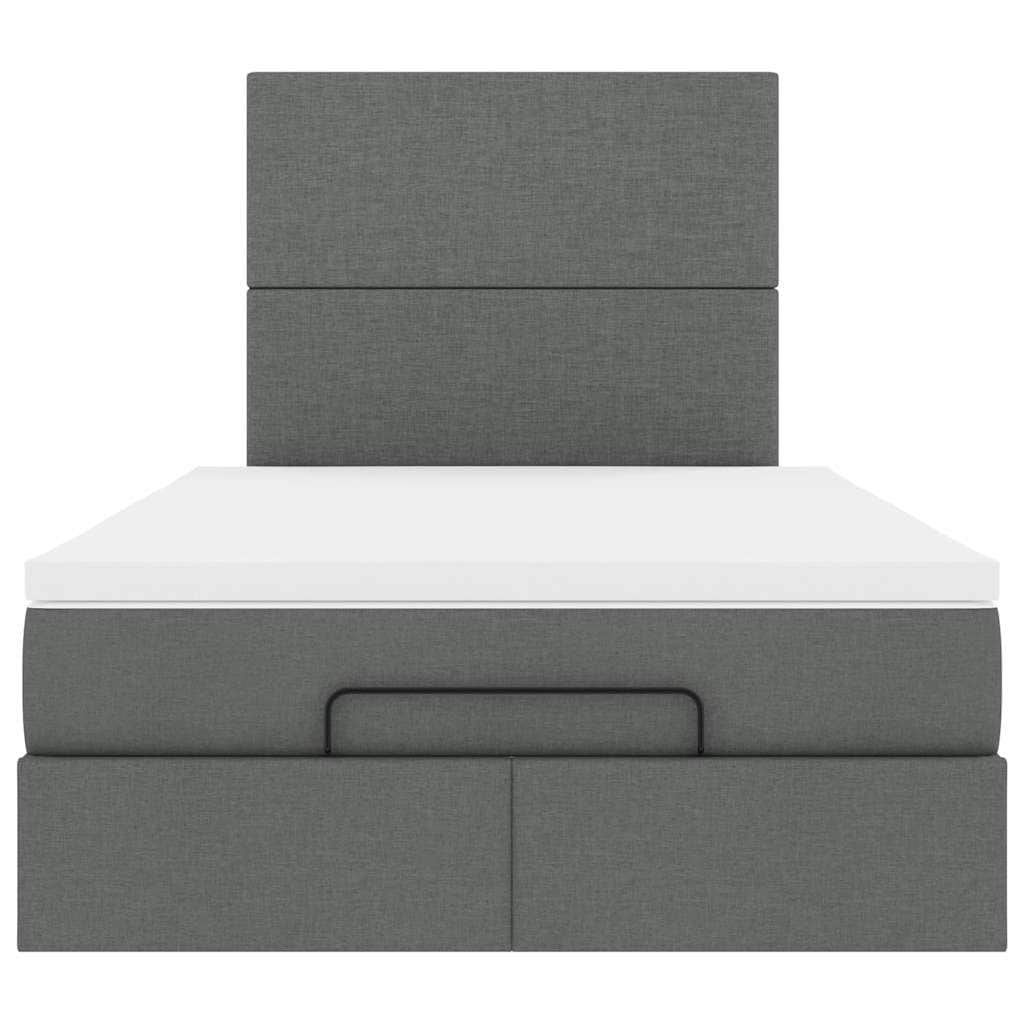 Ottoman Bed with Mattress Dark Grey King Single - Fabric