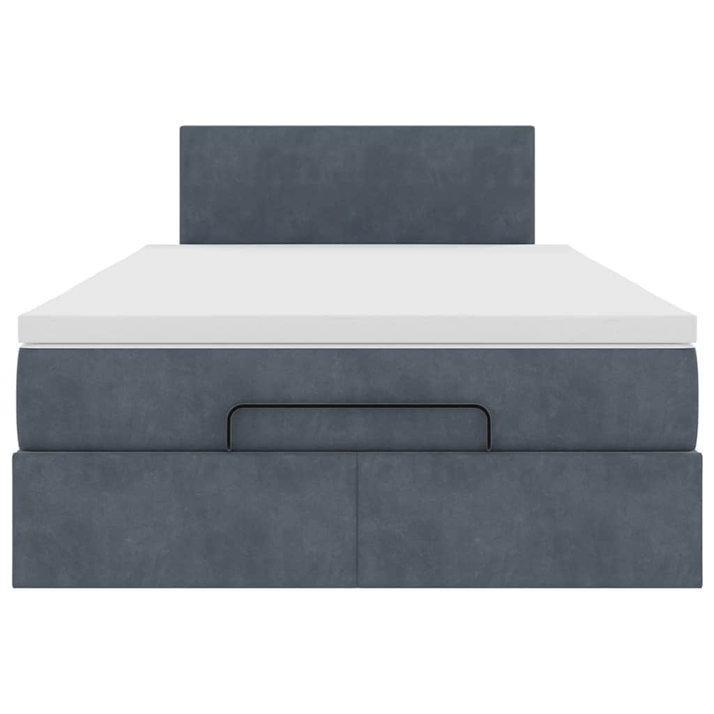 Ottoman Bed with Mattress Dark Grey King Single Velvet