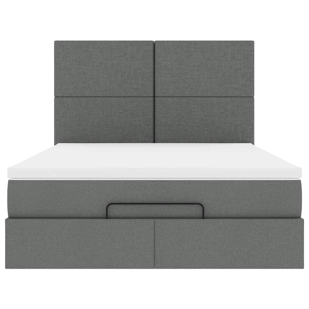 Ottoman Bed with Mattress Dark Grey Queen - Fabric