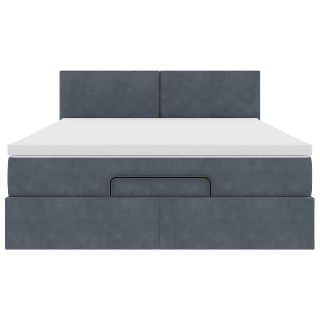 Ottoman Bed with Mattress Dark Grey - Queen Velvet