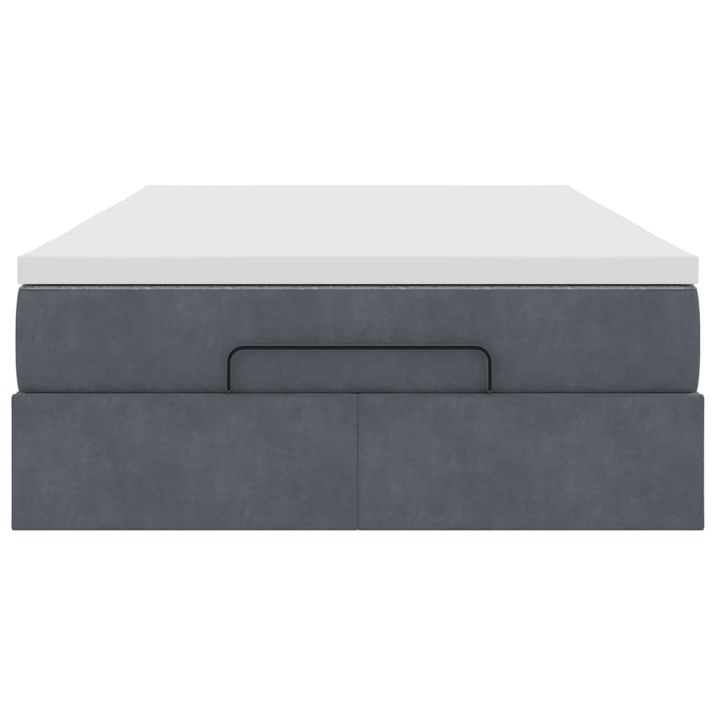 Ottoman Bed with Mattress Dark Grey Super Single Velvet