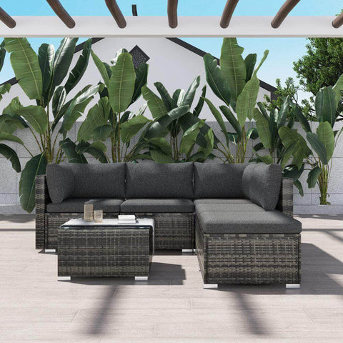 Ottoman-Style Outdoor Lounge Set In Grey