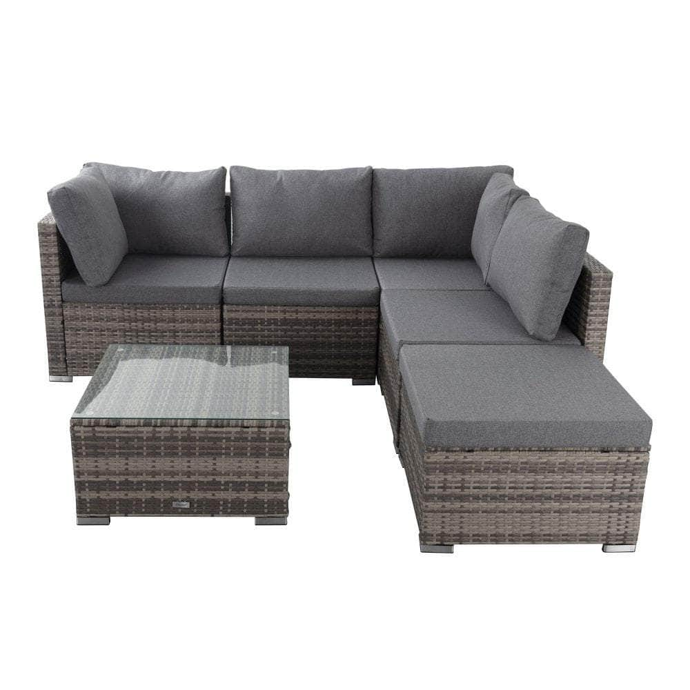 Ottoman-Style Outdoor Lounge Set In Grey