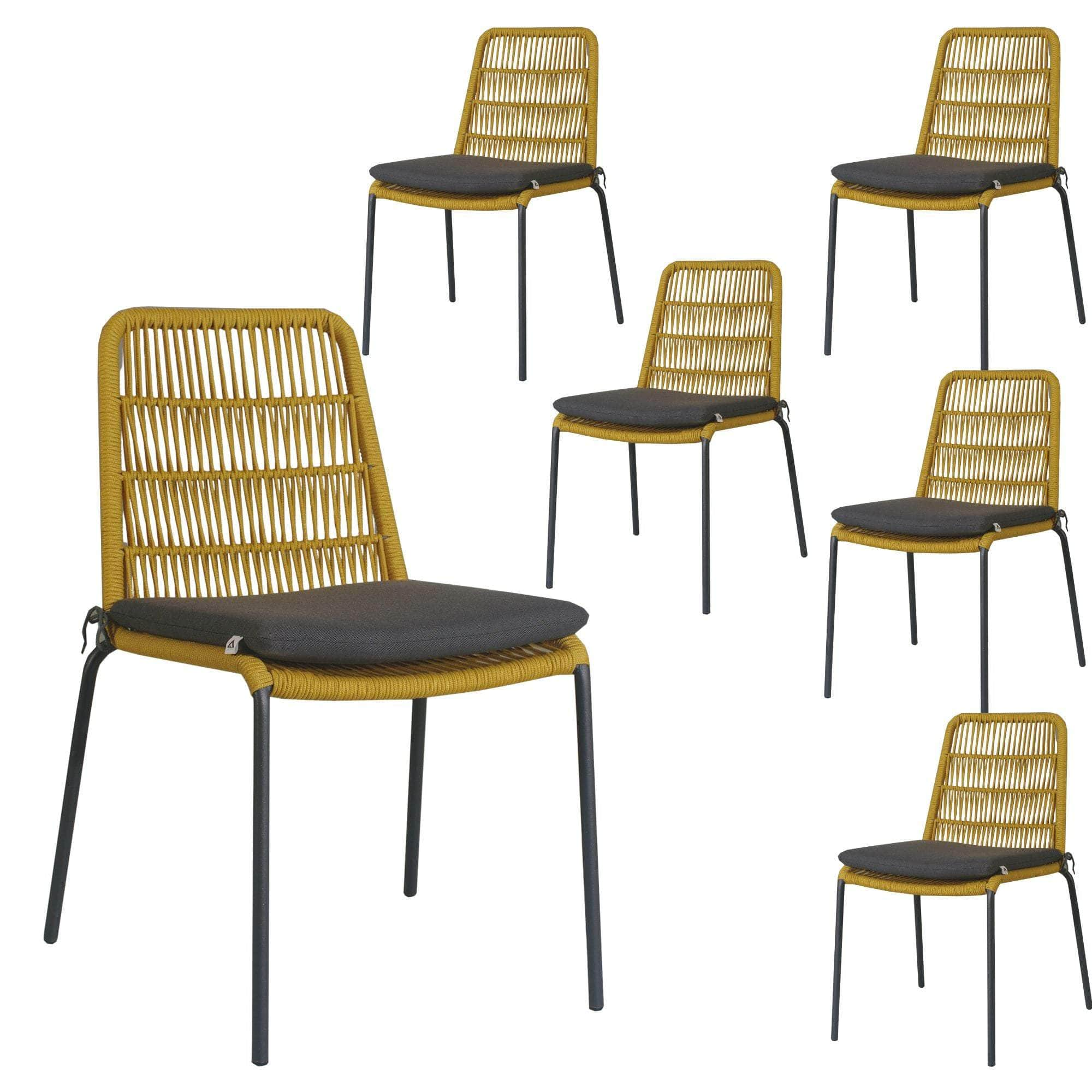 Outdooor Rope Dining Chair Steel Frame Yellow