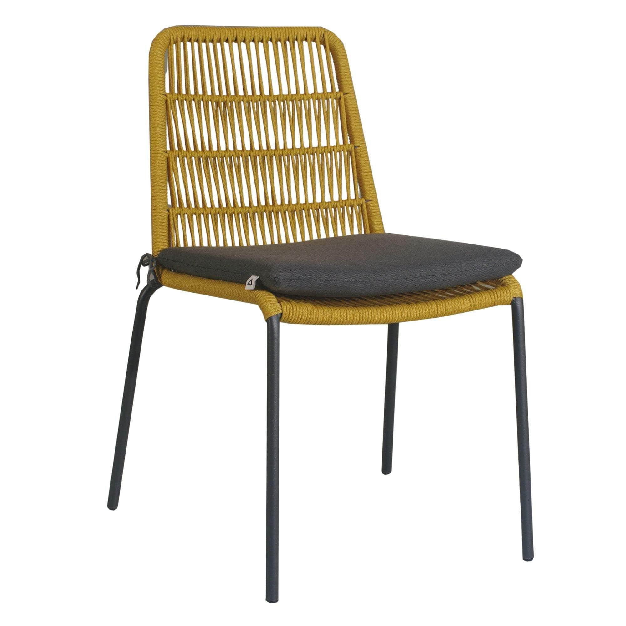 Outdooor Rope Dining Chair Steel Frame Yellow