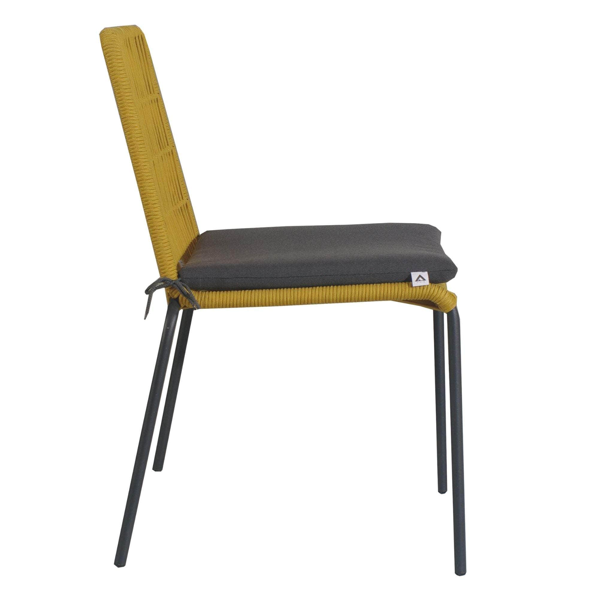 Outdooor Rope Dining Chair Steel Frame Yellow