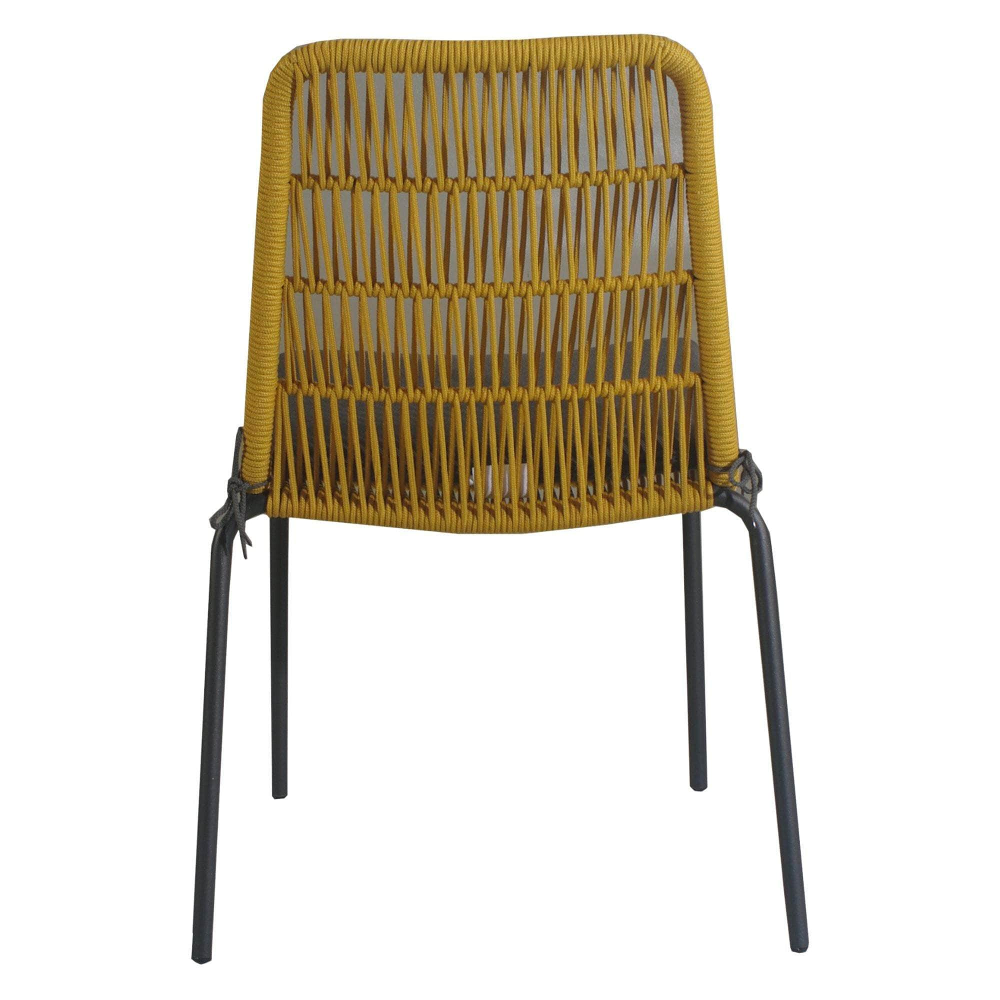 Outdooor Rope Dining Chair Steel Frame Yellow