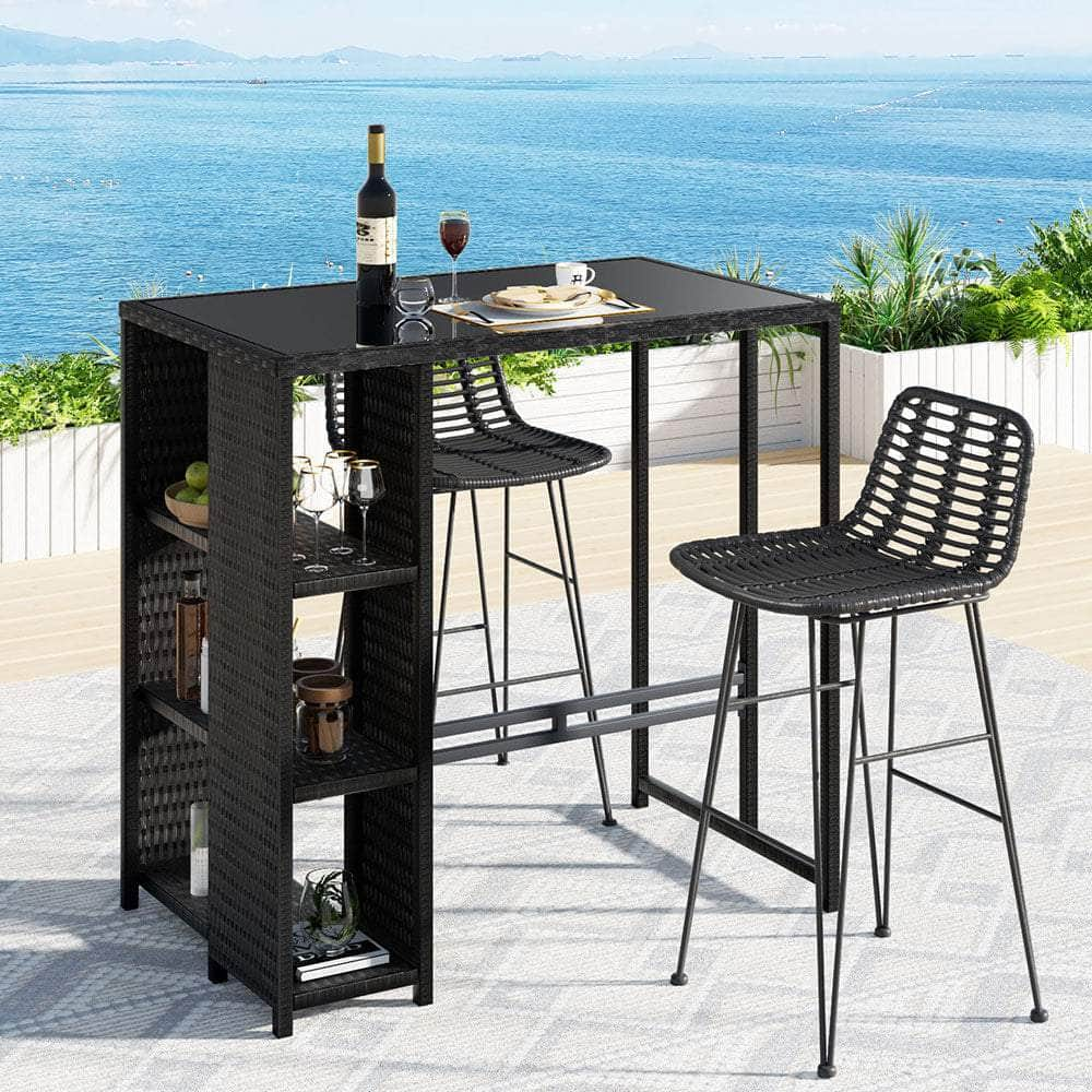 Outdoor Bar Set Patio Furniture Dining Chairs Table And Chairs Wicker