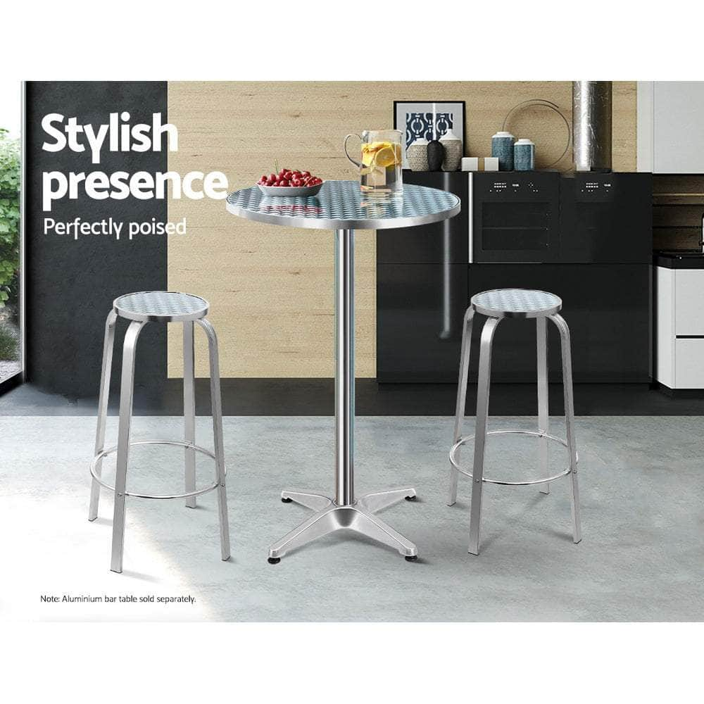 Outdoor Bar Stools Patio Furniture Indoor Bistro Kitchen Aluminum x2