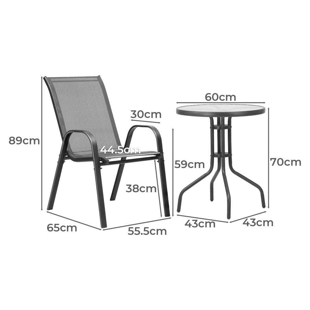 Outdoor Bistro Set Dining Chairs Table Patio Furniture 3 Piece