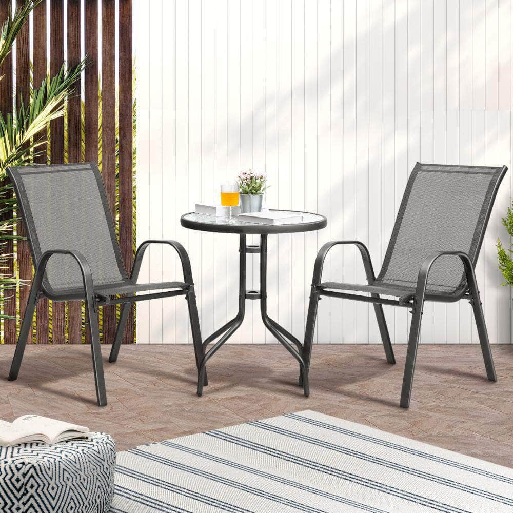 Outdoor Bistro Set Dining Chairs Table Patio Furniture 3 Piece