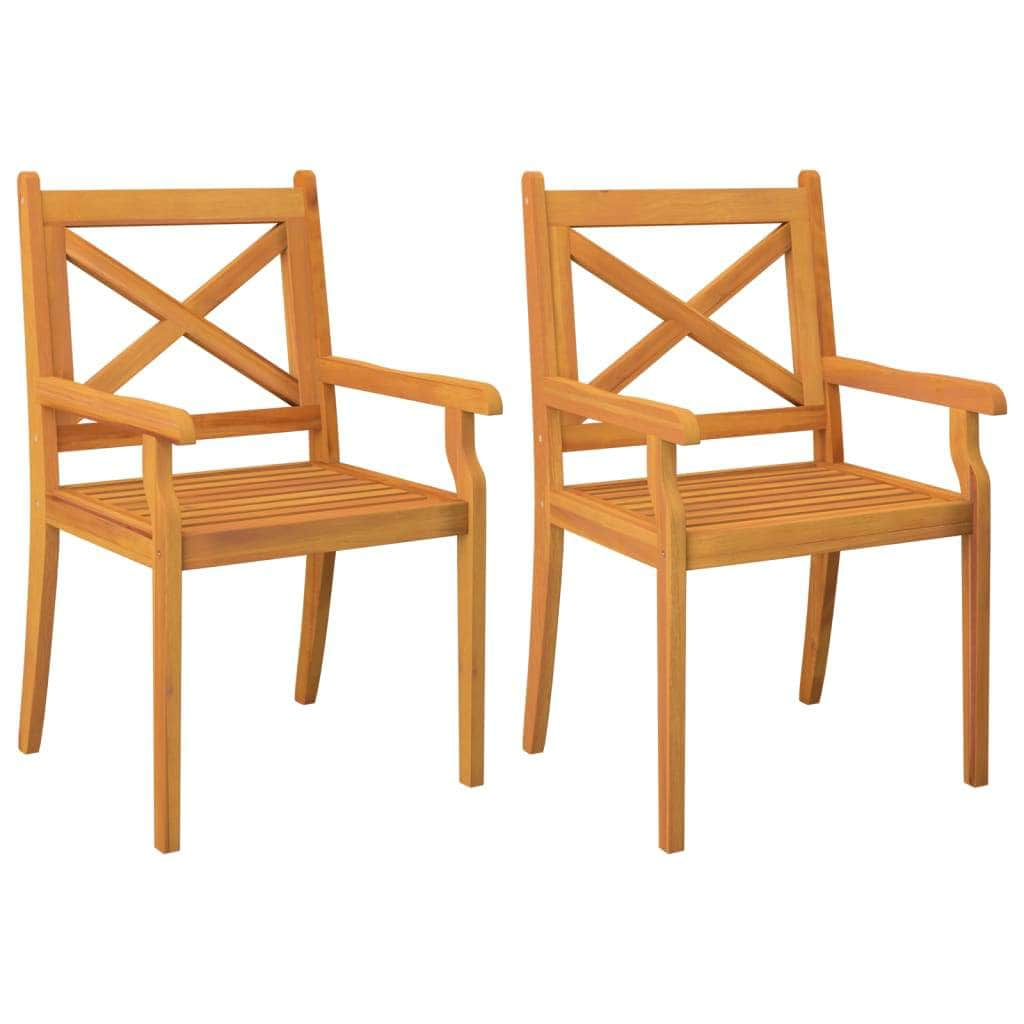 Outdoor Dining Chairs 2 pcs Solid Wood Acacia