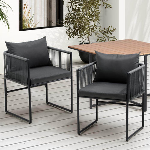 Outdoor Dining Chairs Furniture 2 Piece Lounge Patio Garden Set Grey