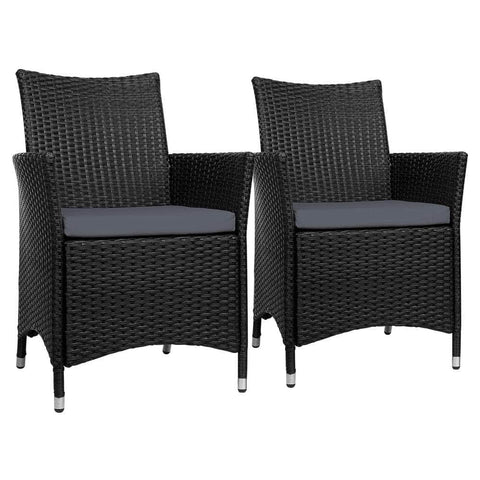 Outdoor Dining Chairs Patio Furniture Wicker Garden Cushion Idris 2PC