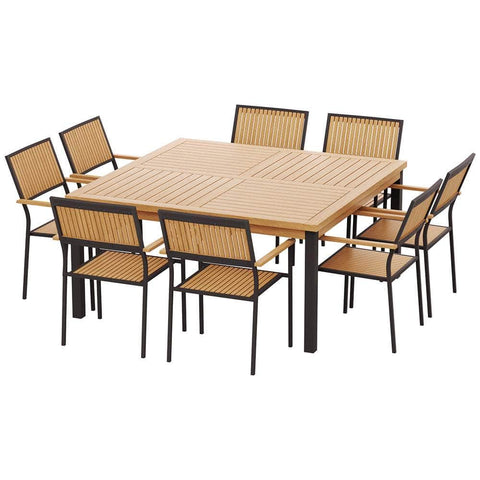 Outdoor Dining Set 9 Piece Wooden Table Chairs Setting