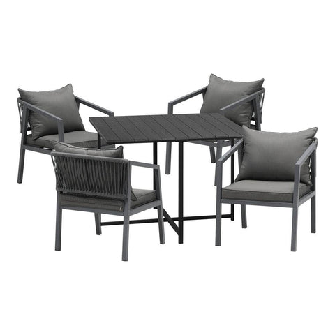 Outdoor Dining Set Garden Balck Table Setting 4 Seater