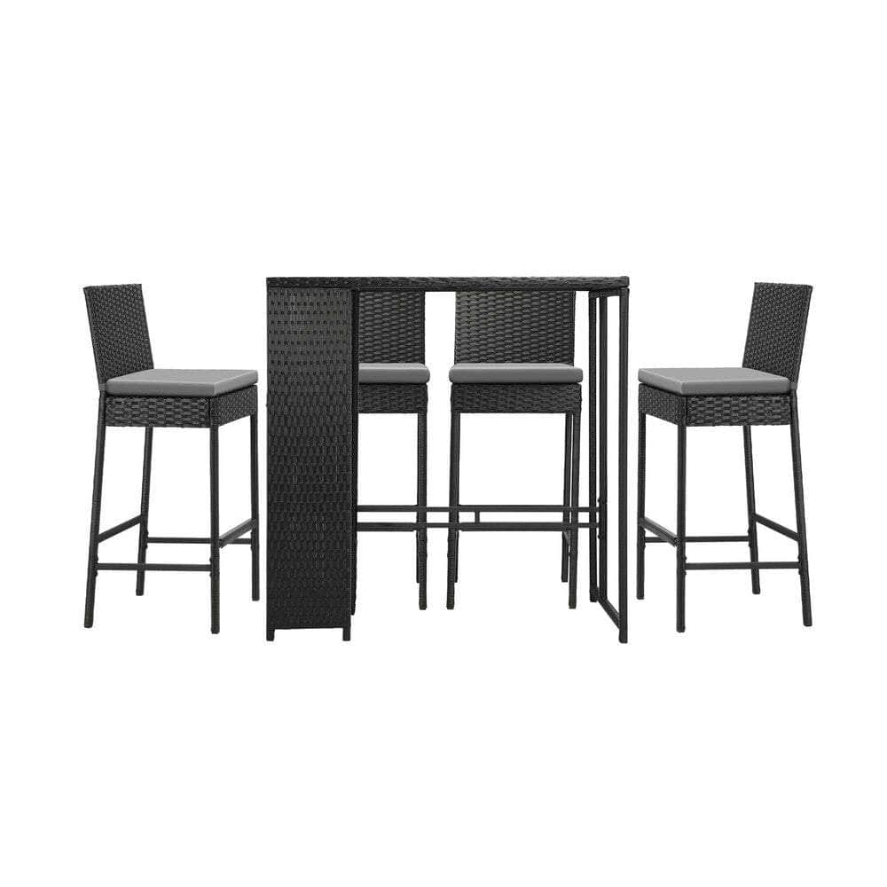 Outdoor Dining Set Patio Furniture Rattan Bar Table Chairs Bar Stools Set