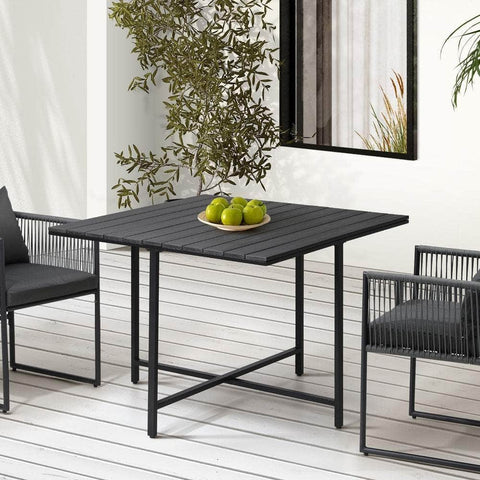 Outdoor Dining Table Black Wood-Plastic