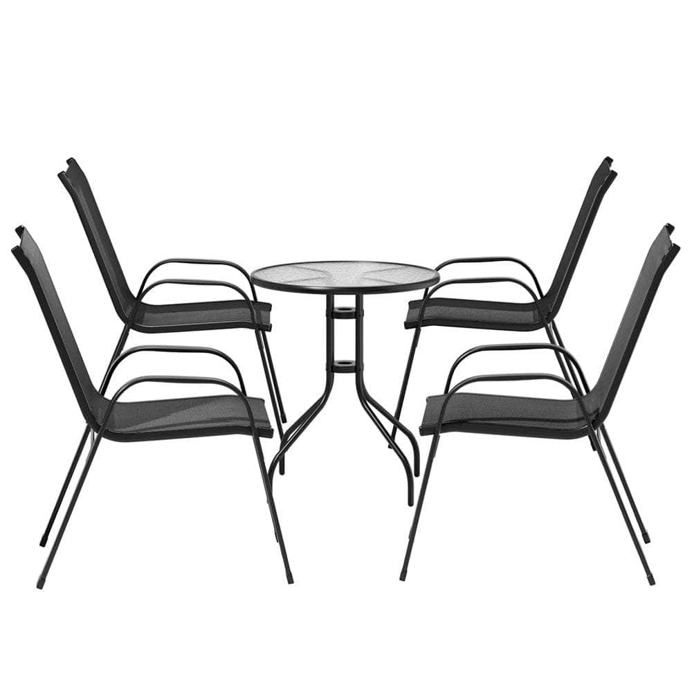 Outdoor Furniture 5Pc Table And Chairs Stackable Bistro Set Patio Coffee