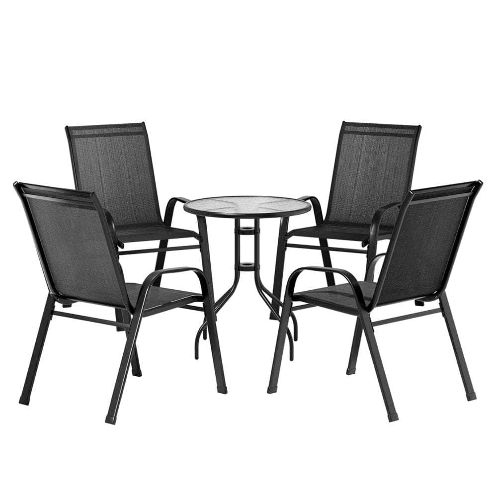 Outdoor Furniture 5Pc Table And Chairs Stackable Bistro Set Patio Coffee