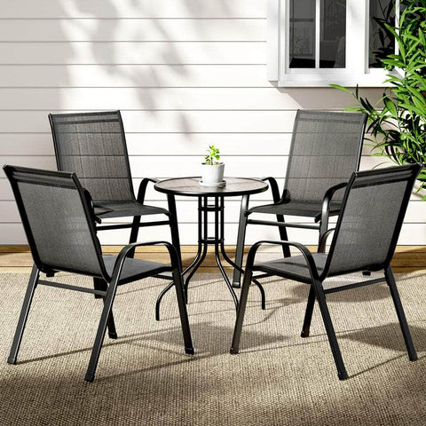 Outdoor Furniture 5Pc Table And Chairs Stackable Bistro Set Patio Coffee