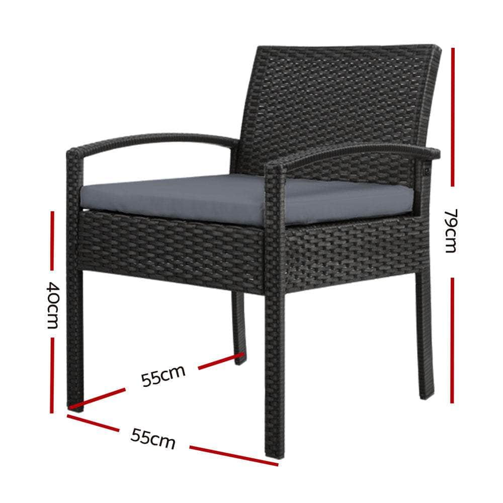 Outdoor Furniture Bistro Wicker Chair Black