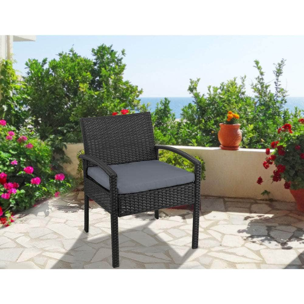 Outdoor Furniture Bistro Wicker Chair Black