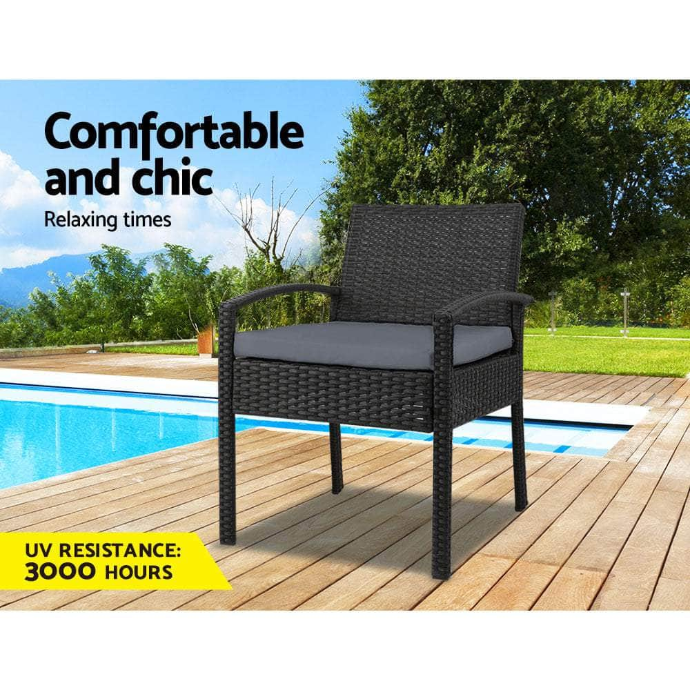 Outdoor Furniture Bistro Wicker Chair Black