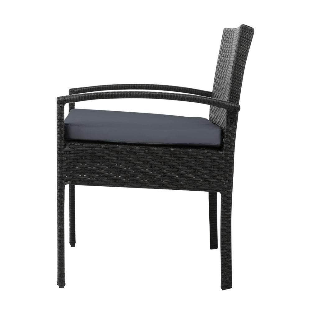 Outdoor Furniture Bistro Wicker Chair Black