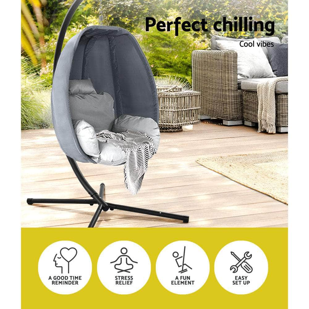 Outdoor Furniture Egg Hammock Porch Hanging Pod Swing Chair with Stand